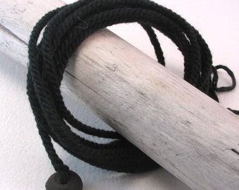 black cotton wrap bracelet with button 4135
