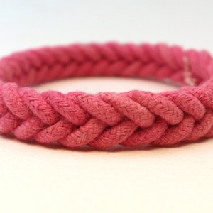 pink herringbone weave rope bracelet by WhatKnotShop on ETSY
