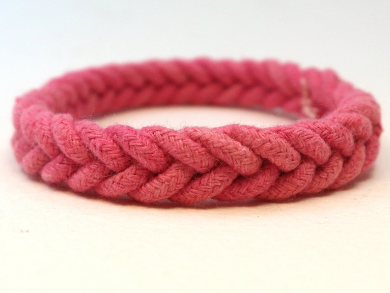 pink herringbone weave rope bracelet by WhatKnotShop on ETSY