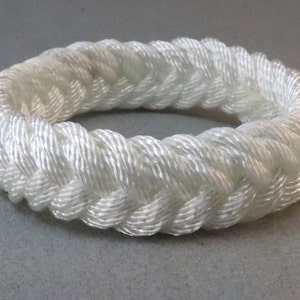 white double weave nylon herringbone rope bracelet by WhatKnotShop on ETSY