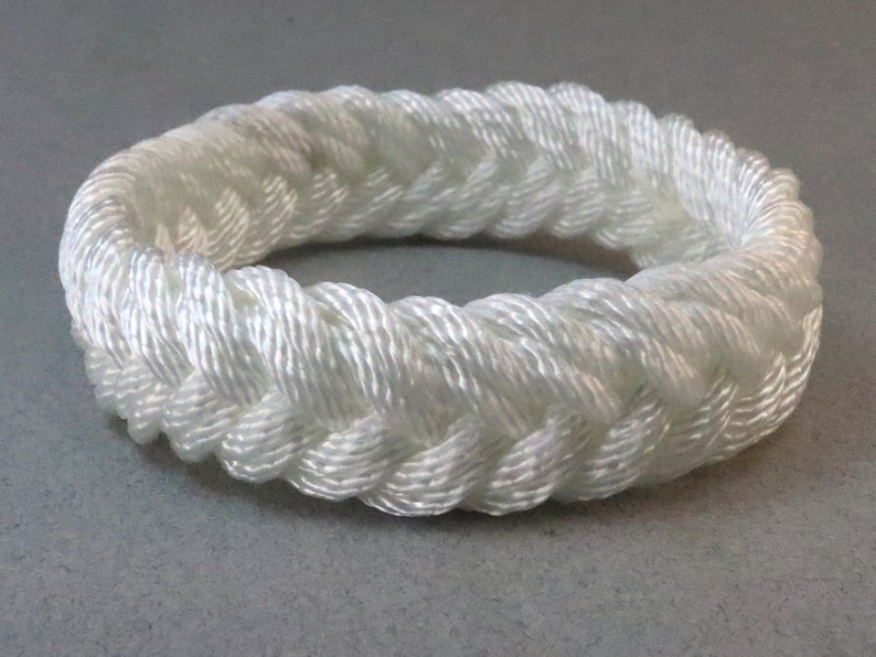 white double weave nylon herringbone rope bracelet by WhatKnotShop on ETSY
