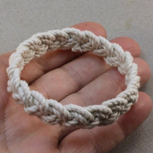 two strand narrow rope bracelet sailor knot natural white cotton 4264