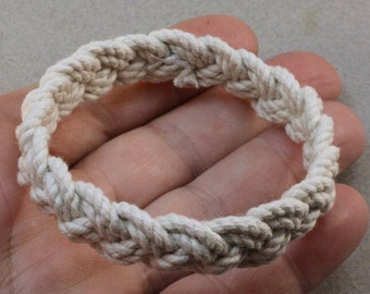 two strand narrow rope bracelet sailor knot natural white cotton 4264