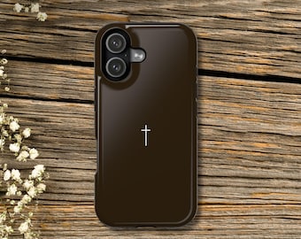 Magnetische stoßfeste iPhone Hülle, MagSafe® Minimalist Brown Cross Design, neue iPhone 17 Modelle Minimalismus trendige Schokolade