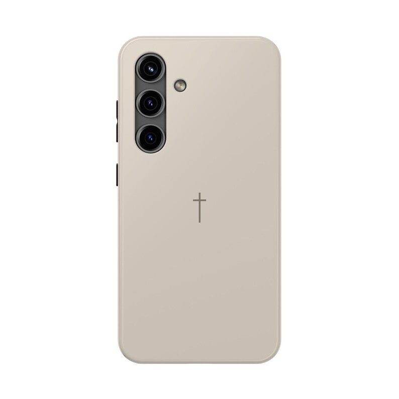 Faith-Inspired Tough Phone Case | Christian Gift | iPhone Samsung | Minimalist Cross Design | Neutral Beige color Bild 15