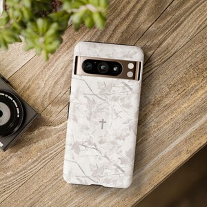Faith Inspired White Camo Tough Phone Case | Christian Cross Camouflage |Believer Gift for Him or Her | Duck Hunter Enthusiast Military image 5