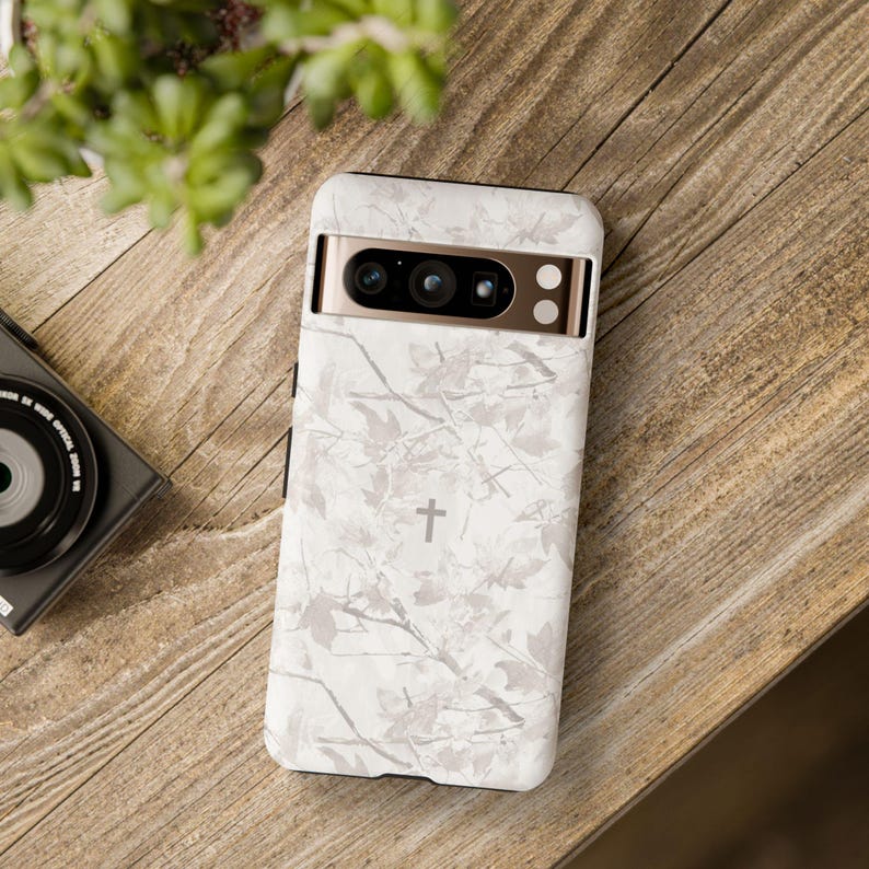 Faith Inspired White Camo Tough Phone Case | Christian Cross Camouflage |Believer Gift for Him or Her | Duck Hunter Enthusiast Military image 5