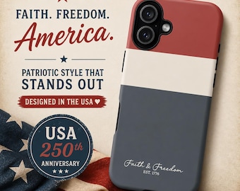 Glaube Freiheit Handyhülle, 250-jähriges Jubiläum der USA, iPhone Hülle, Vintage Rot Weiß Blau, 1776 Amerika Geschenk, Flagge Vibes
