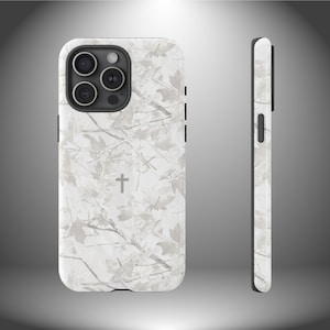 Faith Inspired White Camo Tough Phone Case | Christian Cross Camouflage |Believer Gift for Him or Her | Duck Hunter Enthusiast Military image 9