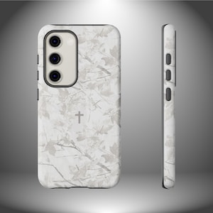 Faith Inspired White Camo Tough Phone Case | Christian Cross Camouflage |Believer Gift for Him or Her | Duck Hunter Enthusiast Military image 8