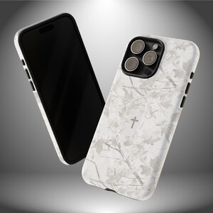 Faith Inspired White Camo Tough Phone Case | Christian Cross Camouflage |Believer Gift for Him or Her | Duck Hunter Enthusiast Military image 10