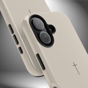 Faith-Inspired Tough Phone Case | Christian Gift | iPhone Samsung | Minimalist Cross Design | Neutral Beige color Bild 9
