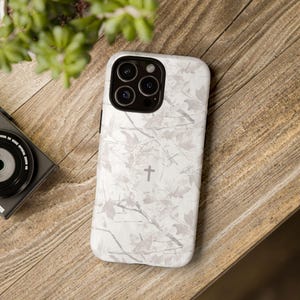 Faith Inspired White Camo Tough Phone Case | Christian Cross Camouflage |Believer Gift for Him or Her | Duck Hunter Enthusiast Military image 7