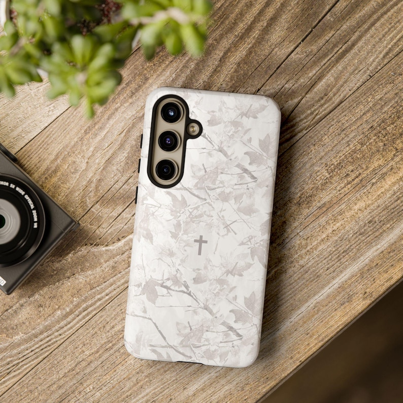 Faith Inspired White Camo Tough Phone Case | Christian Cross Camouflage |Believer Gift for Him or Her | Duck Hunter Enthusiast Military image 6