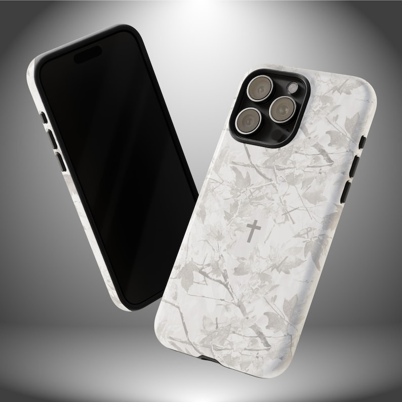 Faith Inspired White Camo Tough Phone Case | Christian Cross Camouflage |Believer Gift for Him or Her | Duck Hunter Enthusiast Military image 11