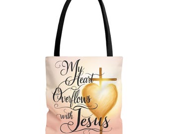 Christian Tote Bag: "My Heart Overflows" - Inspirational Faith-Based Design