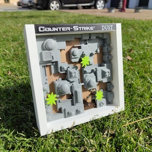 Poussière de carte d'image 3D – Counter-Strike | Décoration Gamer | Diorama imprimé en 3D CS:GO | Cadeau pour les joueurs | Configuration de jeu Fan Art