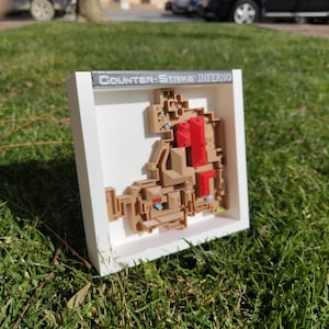 Carte Inferno en image 3D – Counter-Strike | Décoration Gamer | Diorama imprimé en 3D CS:GO | Cadeau pour les joueurs | Configuration de jeu Fan Art