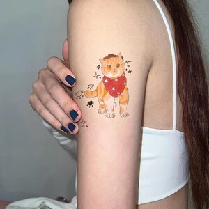 Cute kitten tattoo sticker for kitten lovers