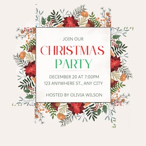 Christmas party invitations, digital templates, printable, editable in Canva, Instant download, Christmas templates
