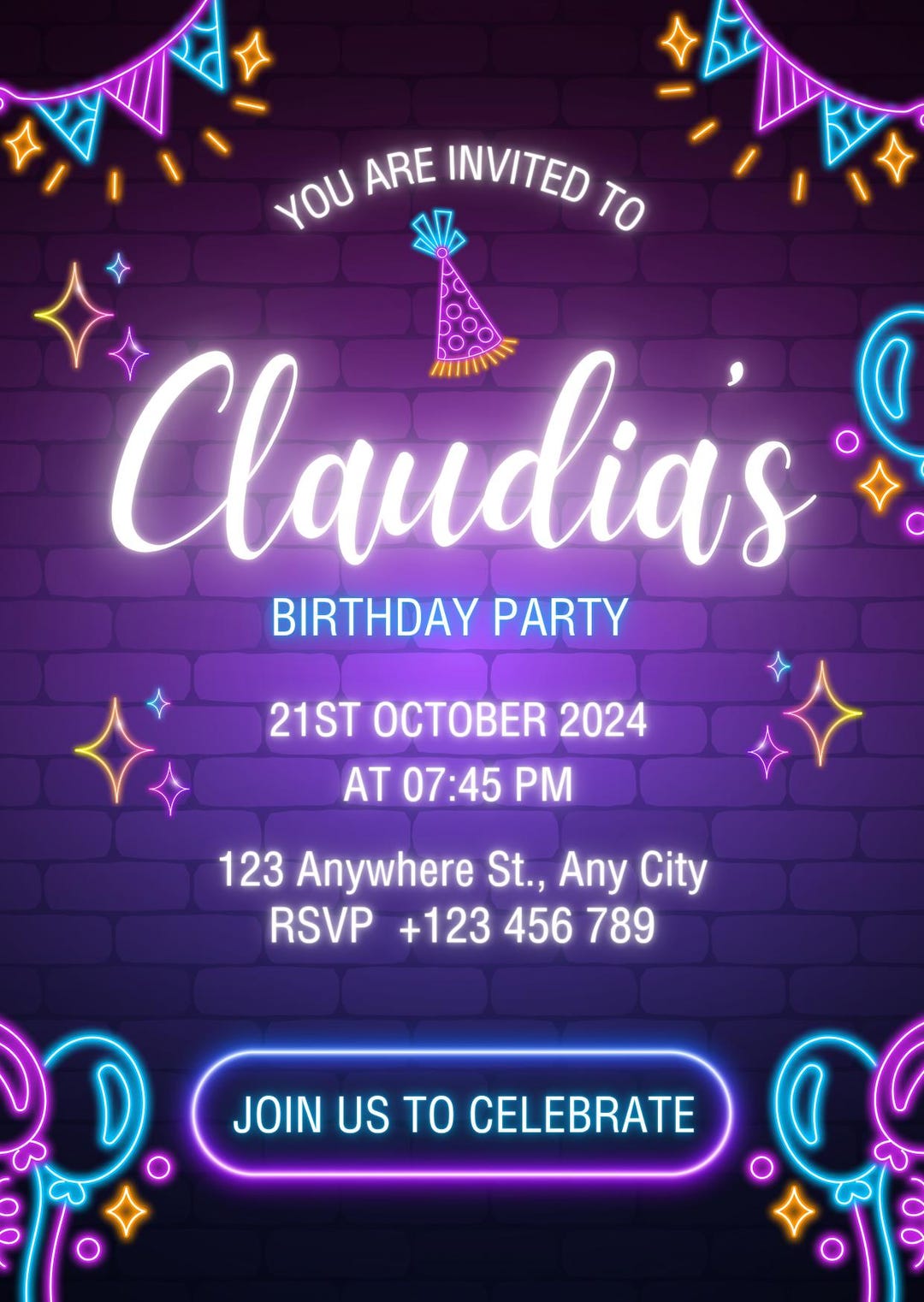 Birthday Party Templates, Invitations, Digital Templates, Editable in ...