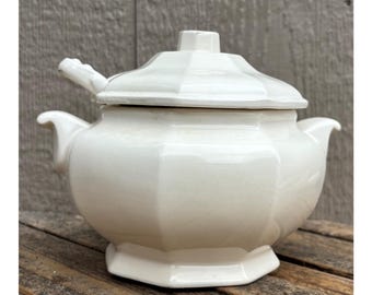 Vintage, Soup Tureen with Lid and Spoon, Made in Japan ~ farmhouse ~ serving bowl