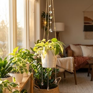 Kristall Suncatcher Suncatcher Kette Boho Makramee Pflanzenhalter Fenster Deko Geschenk für Pflanzenliebhaber