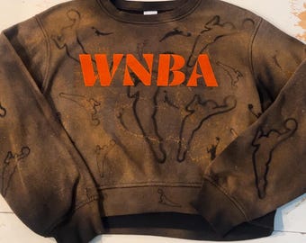 Handmade WNBA-Inspired Bleached Cropped Crewneck | Custom Women’s Basketball Sweatshirt | Sporty Chic Streetwear | One of a Kind