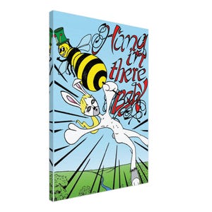 Hang in There Baby – High-Quality Retro Manga Canvas Print with Vivid Colors and Classic Comic Style, 20x28"
