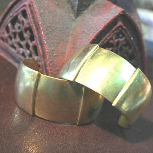 Vintage robusto spessa di Stock ottone braccialetto manette 2pc