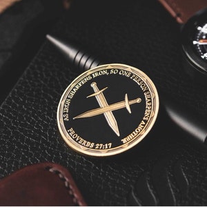 Armor of God Iron Sharpens Iron Commemorative Challenge Coin - Proverbs 27:17