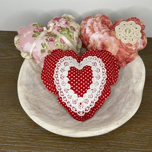 Stuffed Fabric Heart with Embellishments, Valentine’s Day, Gift