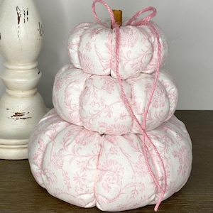 Fabric Stacked Stuffed Pumpkins, Fall Decor, Pink Pumpkins