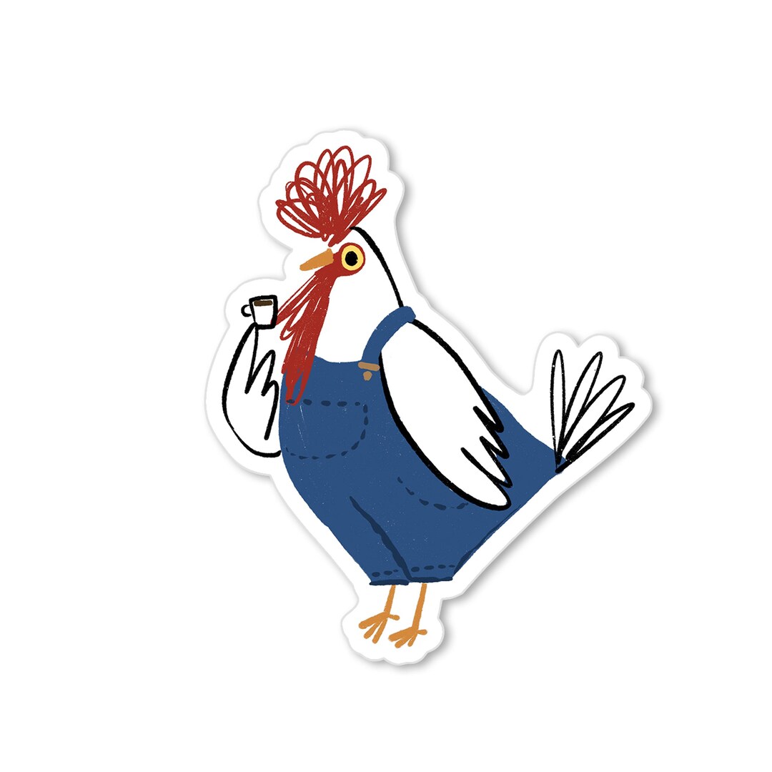 Espresso Chicken Sticker – Funny Rooster Coffee Vinyl Decal for Laptop ...