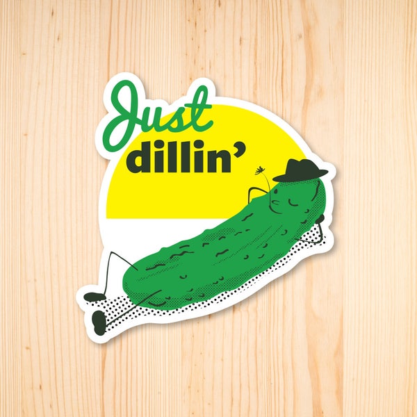 Pickle Sticker, Cool Dill Pickle Sticker, Food Pun Sticker, Pickle Laptop Sticker, Outdoor Sticker, Car Sticker, Bumper Sticker