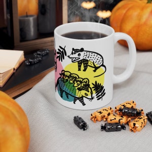 Opossum Color Dots Ceramic Mug 11oz