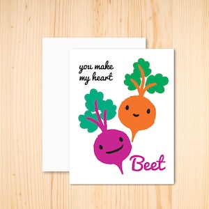 Tu fais mon coeur betterave mignon légume carte de jeu de mots - jolie carte de voeux betteraves, carte de Saint-Valentin gourmande, carte je t'aime, carte d'anniversaire