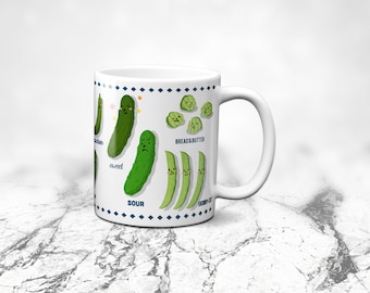 Pickle Variety Ceramic Mug, Foodie Gift