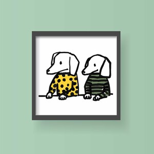 Pop Art Greyhound Pups Art Print, Stylish Group of Friends, Fashionable Hipster Dog Lover Art, Illustrated Dogs Art