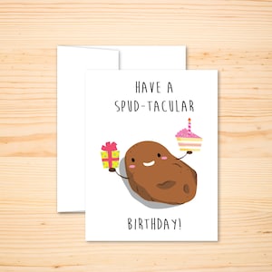 Heb een spud-taculaire verjaardag - Verjaardagskaart Potato Card Word Pun-kaart