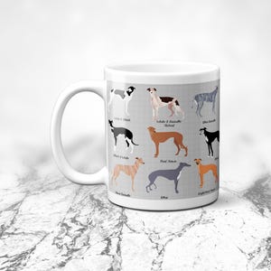 Greyhound Dog Art Mug- Greyhound Mug, Greyhound Chart Mug - Dog Lover Mug 11oz