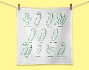 Pickle Towel, Pickle Flour Sack Towel, Pickle Dishcloth, Pickle Kitchen Gift, Gift for Foodie, Gift for Pickle Lovers, Funny Pickle Towel
