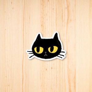 Grumpy Black Cat Sticker, Vinyl Sticker, Whiskers, Laptop Sticker, Outdoor Sticker, Car Sticker, Bumper Sticker, Animal Lover Gift