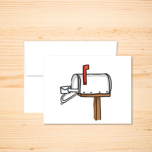Kat Snail Mail kaart, Kat Poot in Mailbox, Grappige Mailbox Wenskaart, Speciale Levering Persoonlijke Wenskaart, Greets door Post Illustratie