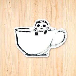 Sloth Sticker, I Need Coffee, Coffee Machine Decor, Coffee Addict, Rise and Shine Illustration, Animal Lover Sticker, Bumper Sticker