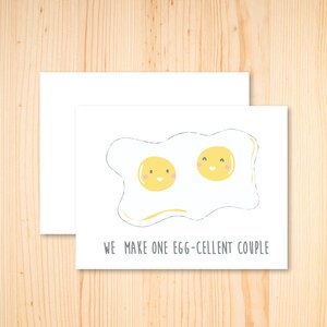 Funny Egg Card - Egg-cellent Food Pun Card, Fried Egg Card, Food Anniversary Card, Pun Anniversary Card, Pun I Love You Card