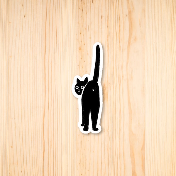 Cat Butt Sticker, Black Cat Sticker, Silly Gift, Outdoor Sticker, Car Sticker, Bumper Sticker, Animal Sticker