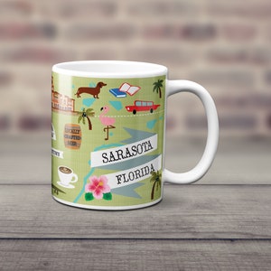 Sarasota Map Mug 11oz, Sarasota Florida Map, Modern Map Illustration, Sarasota Art, Sarasota City Map, Sarasota, FL, Map art
