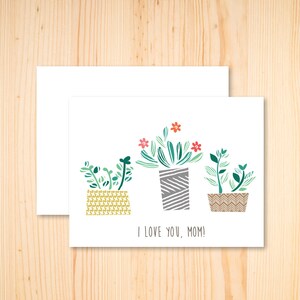 Eu te amo mãe, obrigado mãe, feliz dia das mães, cartão de dia das mães, cartão de flor de cactos suculentos, papelaria, desenhado à mão, ilustração