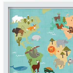 World Animal Map - Wall Art Baby Nursery Kids Bedroom Home Decoration ...